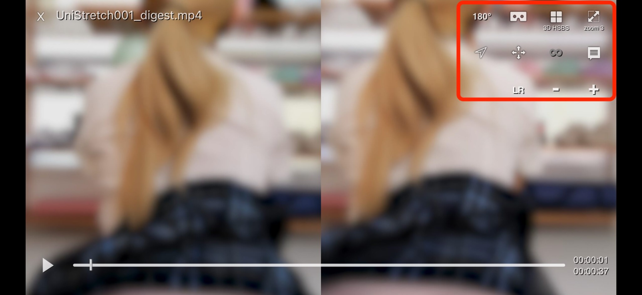 iPhoneとVRゴーグルで見る場合のVRPlayer設定画面